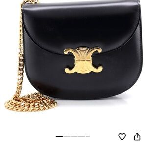 Celine Black Crossbody Bag with Gold Chain